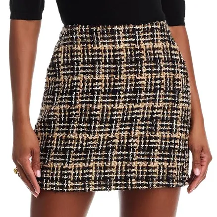 AQUA Women's Tweed A-Line Skirt