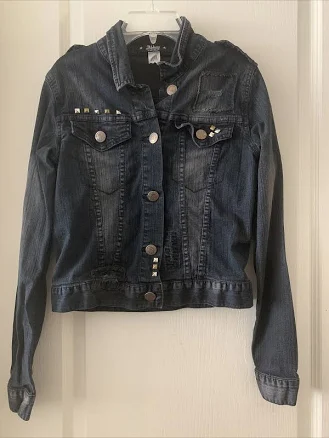 Abbey Dawn By Avril Lavigne Denim Jean Jacket Epaulettes Studded