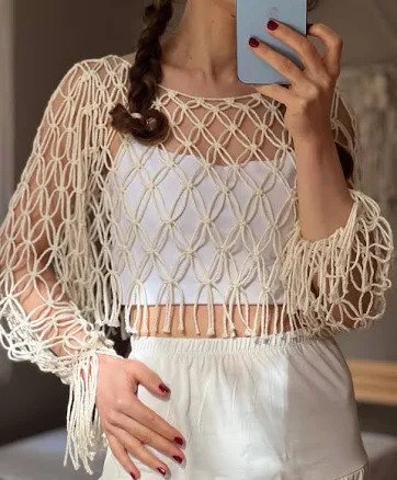 Macrame Boho Festival Cover-Up Crop Top