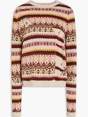 Distressed Fair Isle cotton sweater