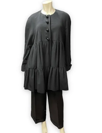 Vintage Moschino Couture! Black Wool Tiered Party Coat