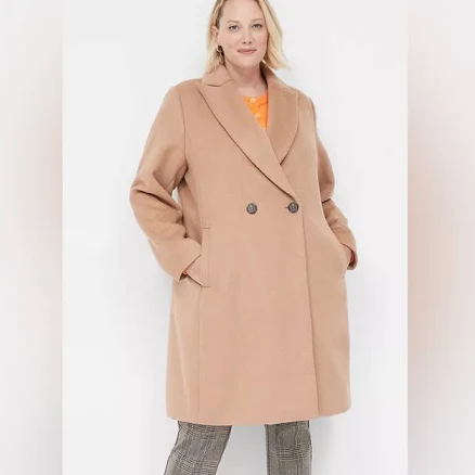 Lane Bryant Women's Plus Size Classic Wool Double-Breasted Coat