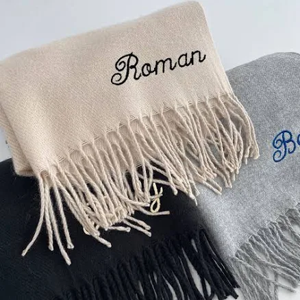 Personalized Embroidered Monogram Acrylic Scarf