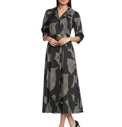 Donna Karan Women's Belted Cotton Sateen Midi Shirtdress