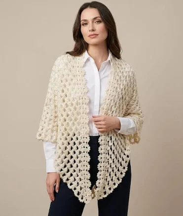 3D Double Layered Knit Triangle Glitter Shawl