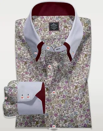 Men's Floral Dubble Collar Button-Down Shirt