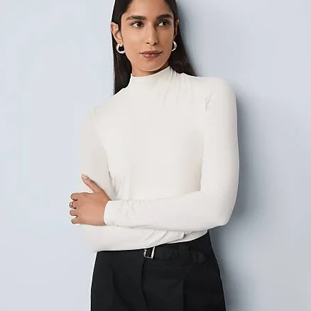 Ann Taylor Women's Long Sleeve Mock Neck Top