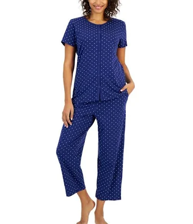 Charter Club Women's 2-Pc. Cotton Printed Cropped Pajamas Set