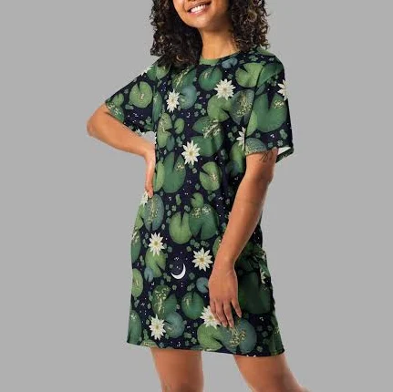 Lily Pond Print T-shirt Dress