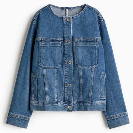 H&M Women's Collarless Trucker Jacket