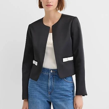 Loft Women's Satin Bow Pocket Jacket