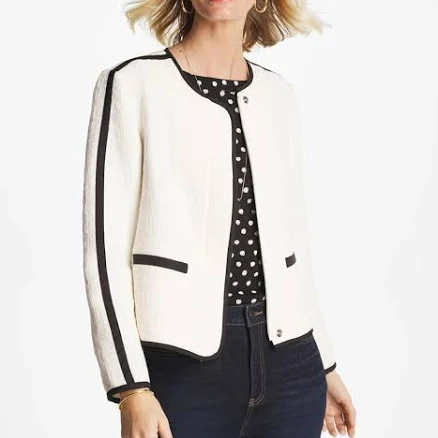 Chico's Women's Collarless Quilted Box Jacket