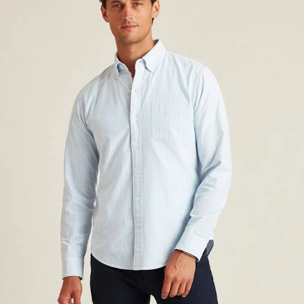 Everyday Oxford Casual Shirt Standard for Men by Bonobos - Blue Classic Stripe - LS