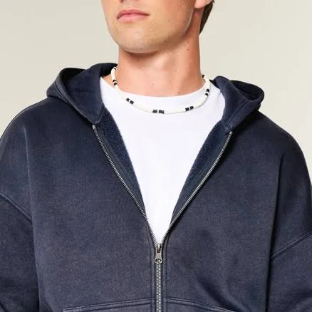 Hollister Men's Boxy Zip-Up Hoodie