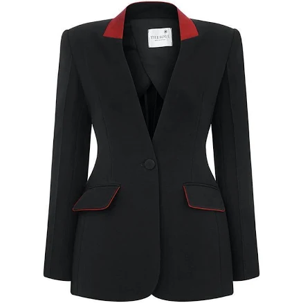 MEAN BLVD Women's Alva A-line Flap Pocket Poly Silk Blazer