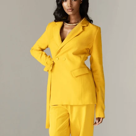 Aliava Erin Double Breasted Belted Blazer