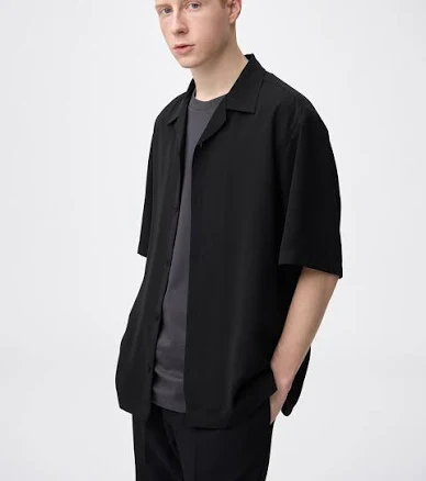 Open Collar Half-Sleeve Shirt