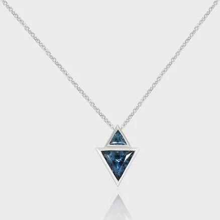 Aequa & Co. 14K White Gold Blue Topaz Pendant Necklace