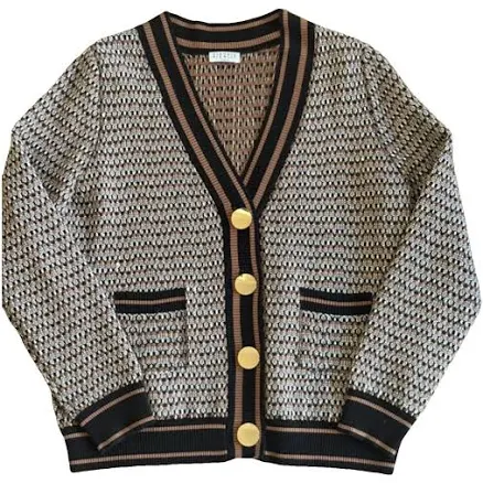Claudie Pierlot Cardigan Camel Black White Knitwear 38 FR