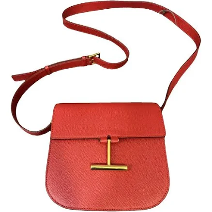 Tom Ford Tara Small T Clasp Shoulder Bag, Red, Women's