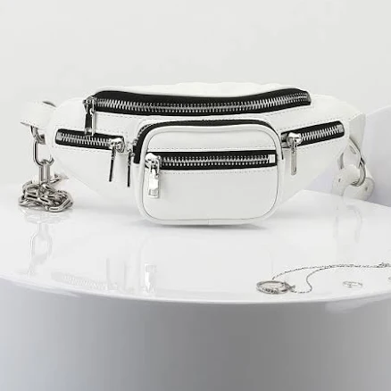 Women's Attica Leather Fanny Pack Archer Chain Belt Bag Designer Waist Bag Soft Bum Bag, Small / White