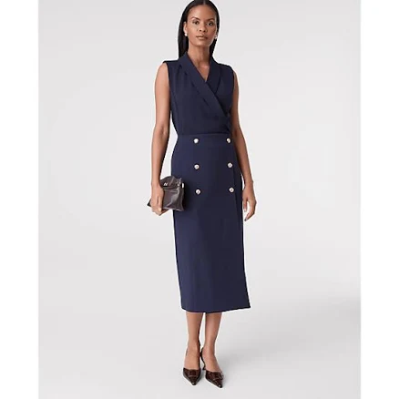 Ann Taylor Women's Ponte Button Wrap Midi Skirt