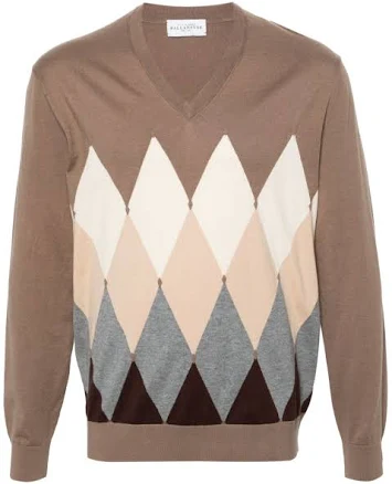 BALLANTYNE Argyle Intarsia-knit Jumper