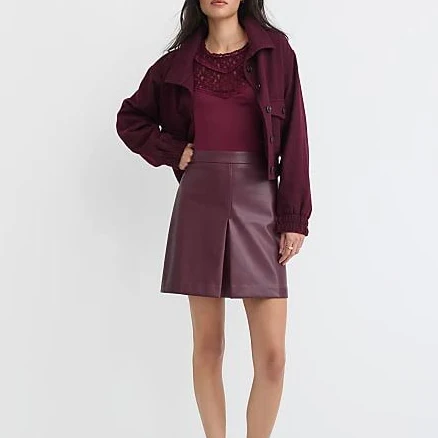 Loft Women's Faux Leather Pleated Mini Skirt
