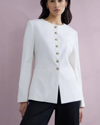 Nordstrom Collarless Linen Blend Blazer
