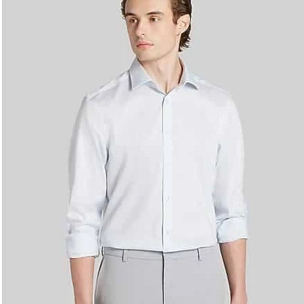 Calvin Klein Slim Fit Supima Cotton Dress Shirt in Blue Stripe – Men’s Long Sleeve Button-Down, Size 16 1/2 34/35
