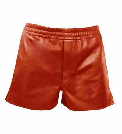 Genuine Lambskin Unique Leather Men's Red Stylish Shorts Festive Wear