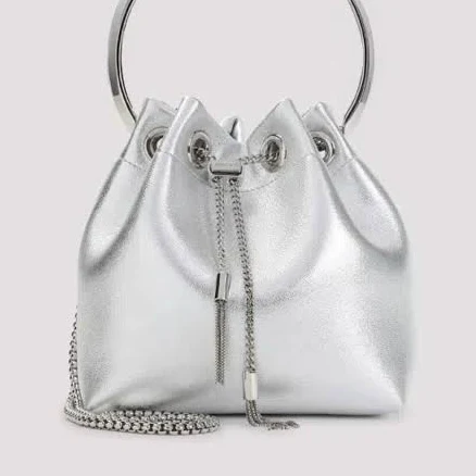 Jimmy Choo Women's Bon Bon Metallic-Leather Bucket Bag