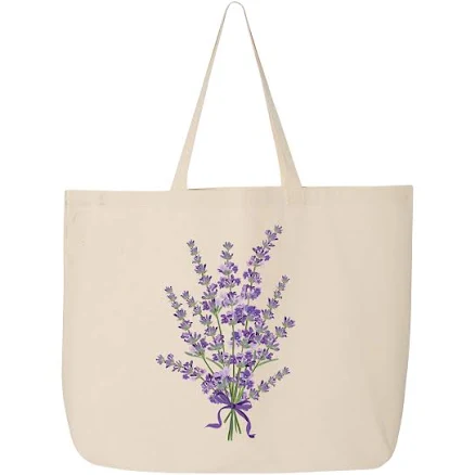 Lavender Flower Canvas Tote Bag