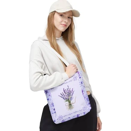 Lavender Floral Tote Bag: Reusable Eco-Friendly Shopping Bag