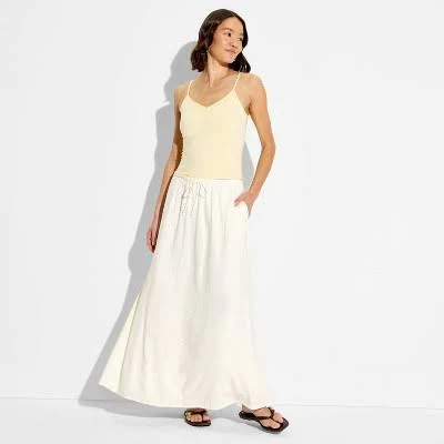 Wild Fable Women's Linen Maxi Full Skirt