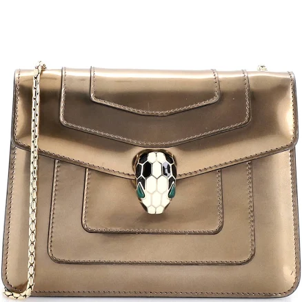 Bvlgari Serpenti Forever Square Metallic Leather Shoulder Bag
