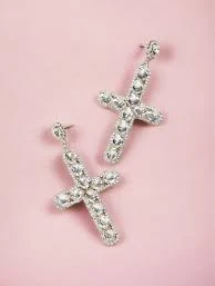 Clear Cross Earrings (stone)