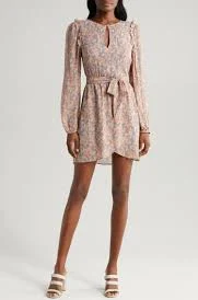 Verona Paisley Long Sleeve Silk Minidress