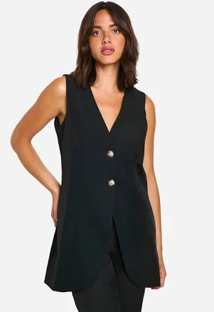 Boohoo Women's Longline Mock Horn Button Waistcoat