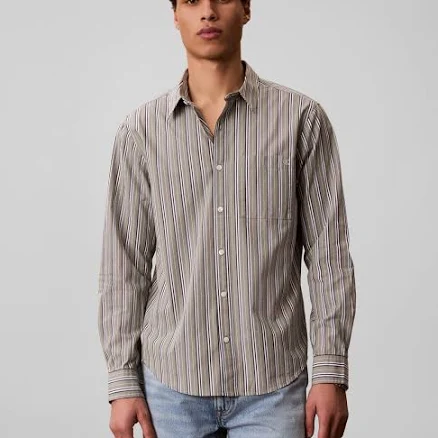 Calvin Klein Men's Multi Stripe Poplin Shirt