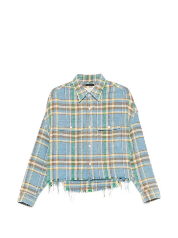 Plaid-print Cropped Shirt