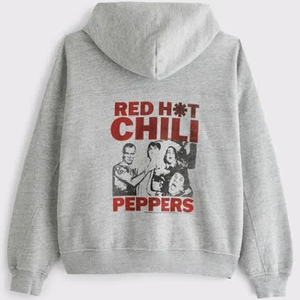 Abercrombie & Fitch Men's Red Hot Chili Peppers Graphic Full-Zip Hoodie