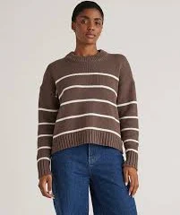 100% Organic Cotton Striped Crew Sweater