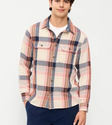 Old Navy Men's Loose Fit Textured Plaid Pocket Shirt