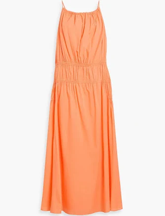 Gathered Cotton-Voile Maxi Dress