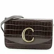 Chloé C Mini Croc-effect Leather Shoulder Bag
