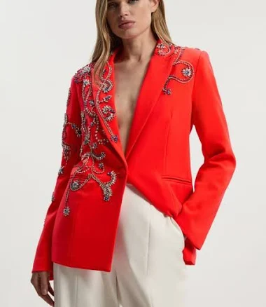 Karen Millen Crystal Embellished Tailored Single Breasted Blazer