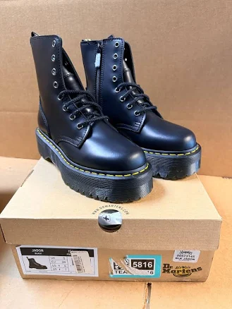 Dr. Martens Jadon Quad Retro Boots Women's Us 6 / Eu 38 Black Polished
