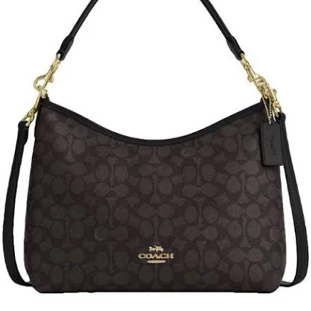 Coach Brown Signature Coated Canvas Hobo Bag Detachable Straps