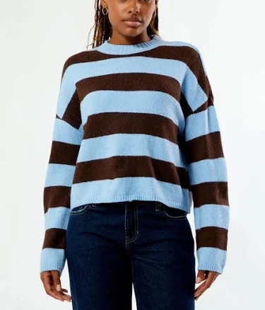 Women's Striped Cozy Crew Neck Sweater